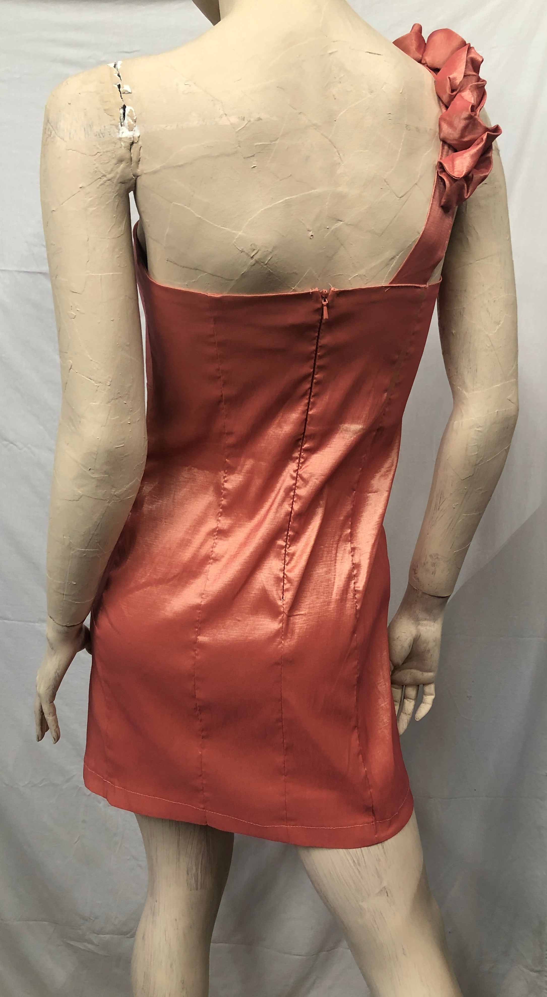 Y2K 90s Stretch Asymmetrical Flower One Shoulder Party Mini Bridesmaid Dress~S