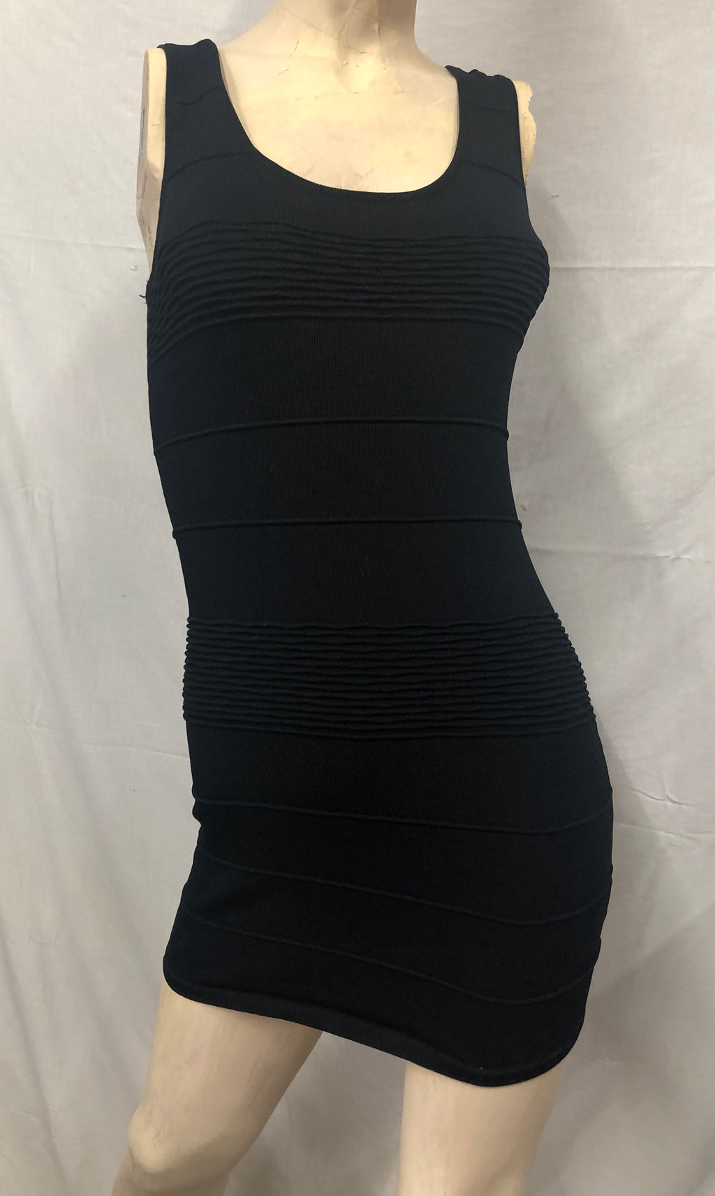 Sexy Siren Black Stretch Knit Bandage Strappy Back Clubwear Diva Dress NWOT~S/P