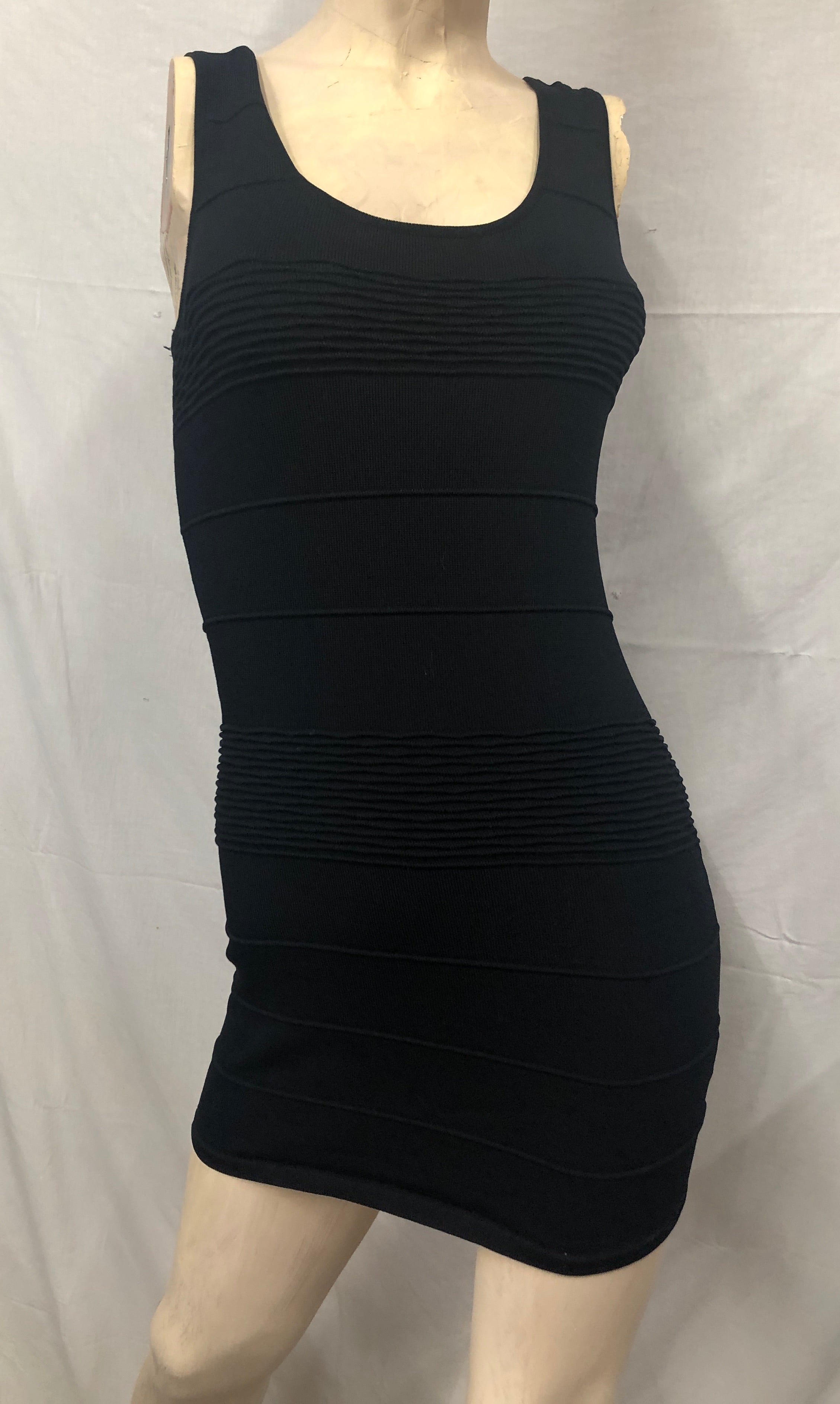 Sexy Siren Black Stretch Knit Bandage Strappy Back Clubwear Diva Dress NWOT~S/P