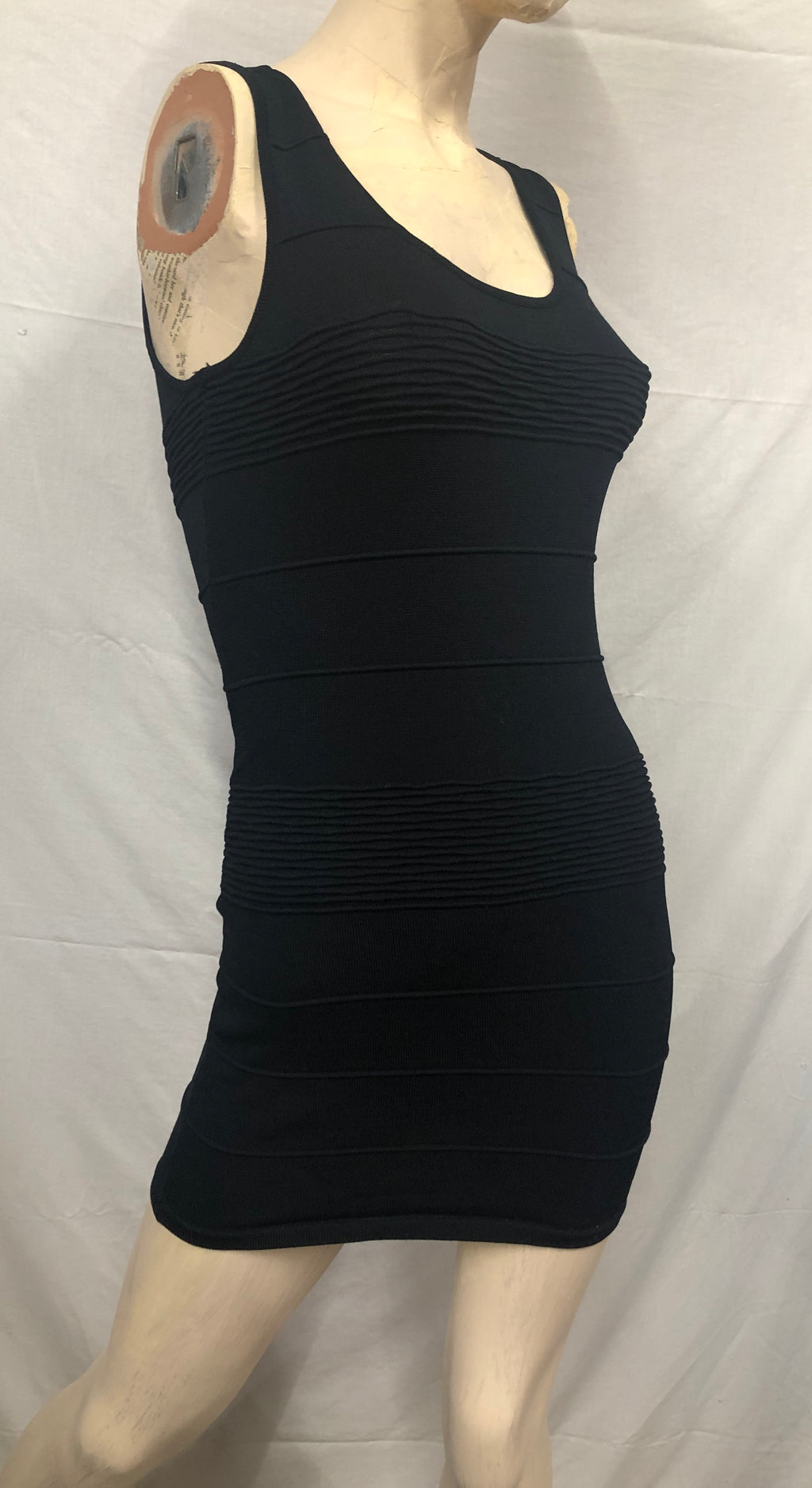 Sexy Siren Black Stretch Knit Bandage Strappy Back Clubwear Diva Dress NWOT~S/P
