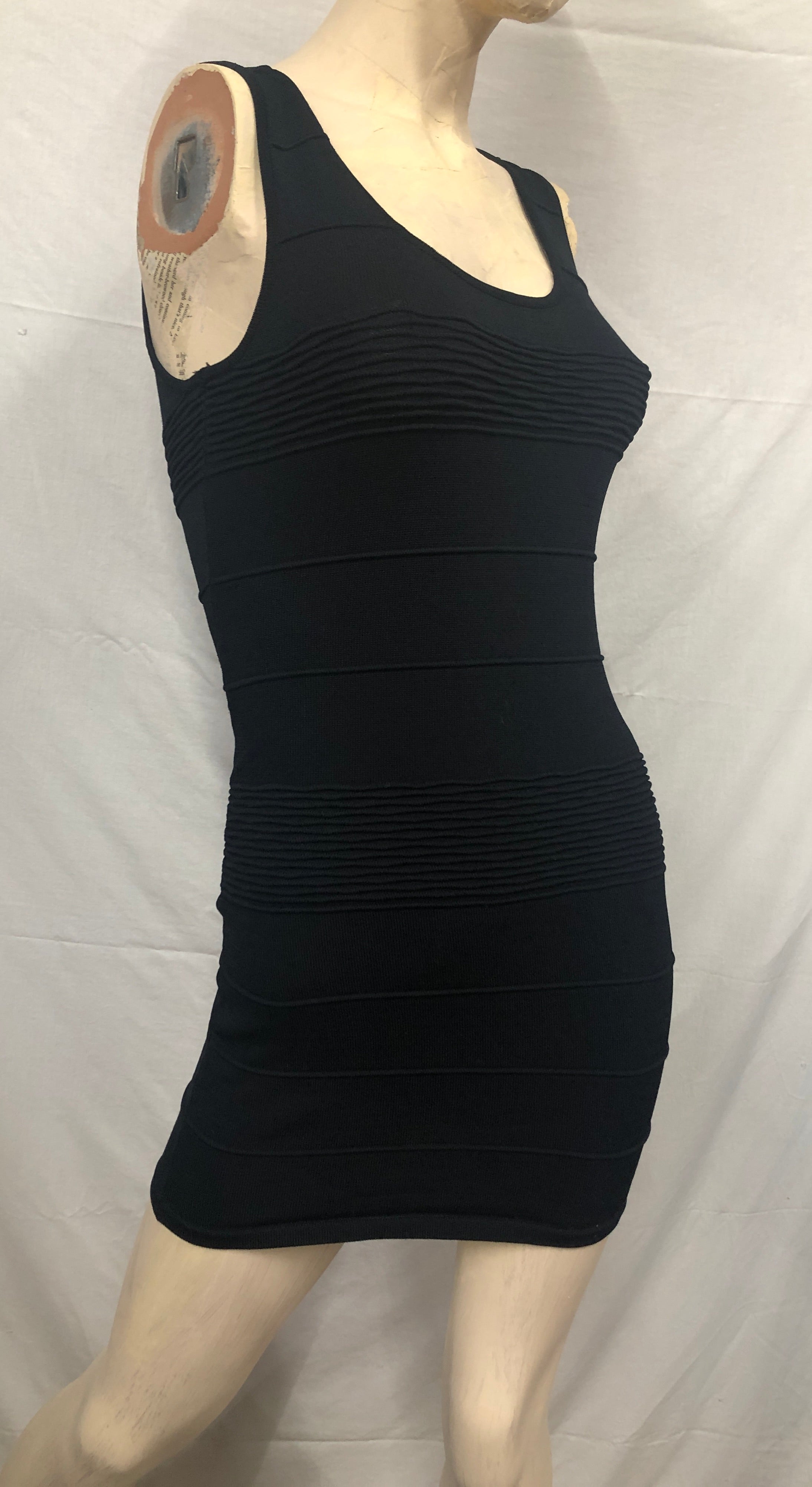 Sexy Siren Black Stretch Knit Bandage Strappy Back Clubwear Diva Dress NWOT~S/P