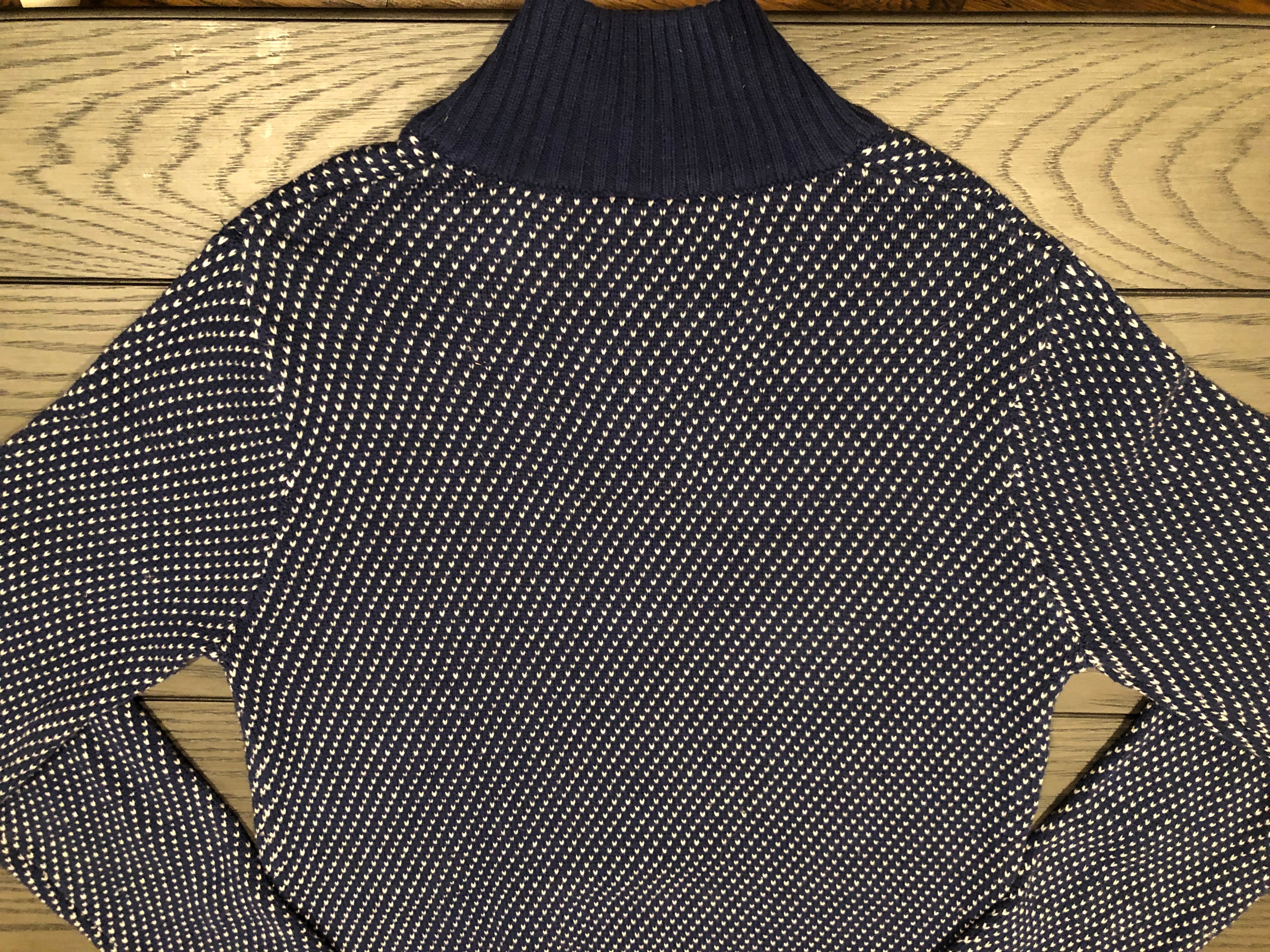 Vtg 90s IZOD Boys Pullover Collared Heart Stitch Sweater LG 14-16 Navy Blue/White