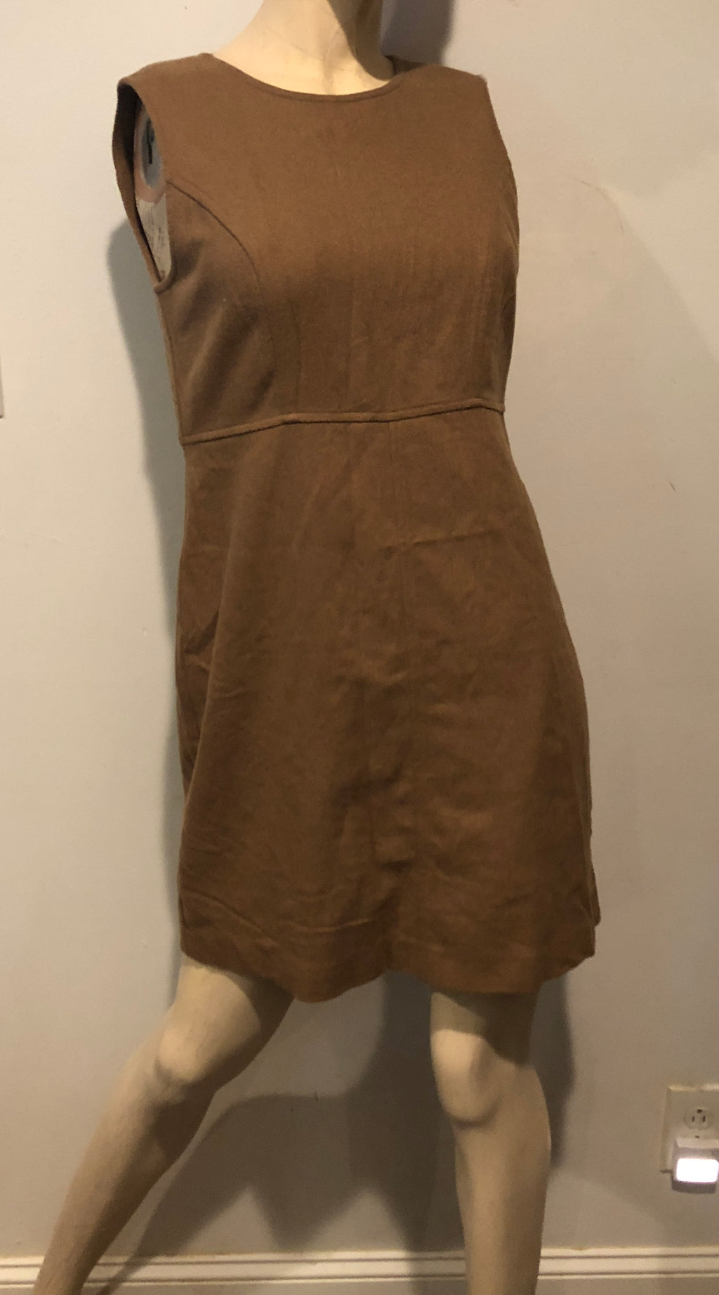 Vtg 90s Y2K GAP Wool Blend Camel Brown Sleeveless Sheath Mini Jumper Dress~4