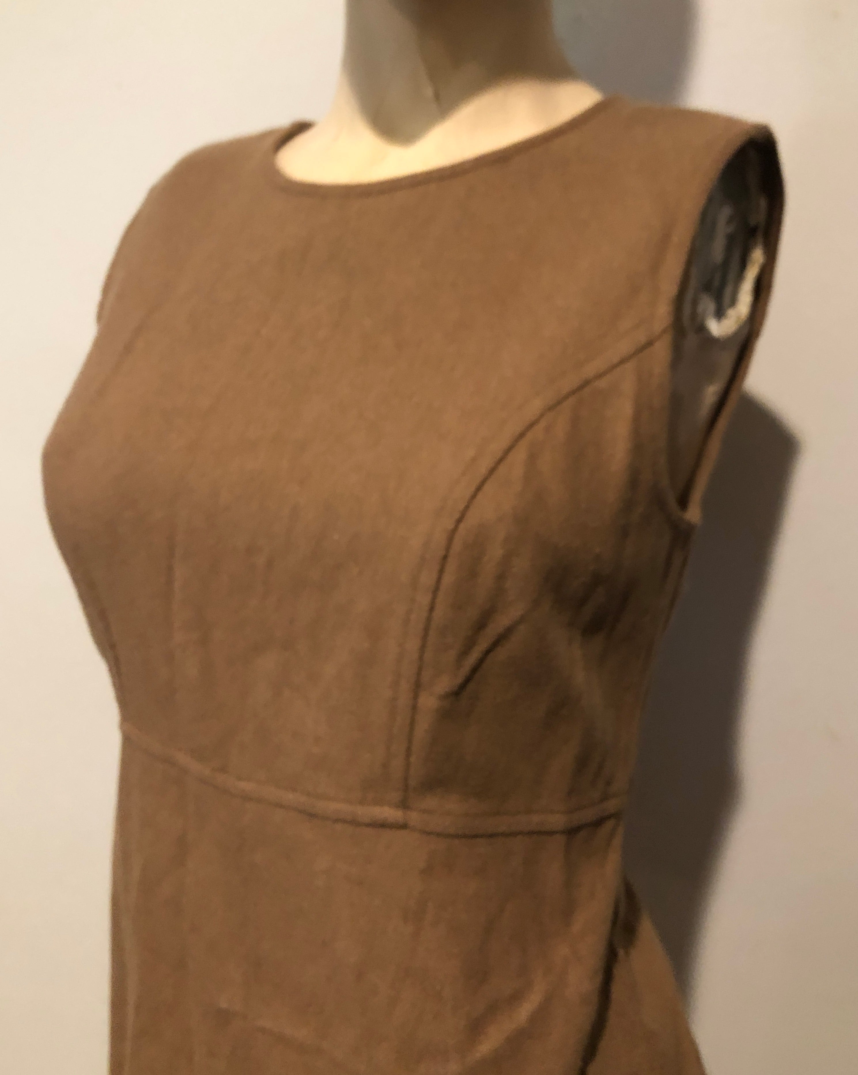 Vtg 90s Y2K GAP Wool Blend Camel Brown Sleeveless Sheath Mini Jumper Dress~4