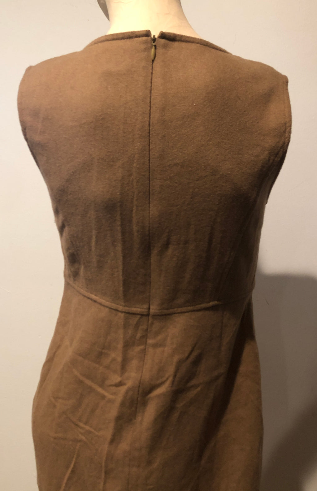 Vtg 90s Y2K GAP Wool Blend Camel Brown Sleeveless Sheath Mini Jumper Dress~4