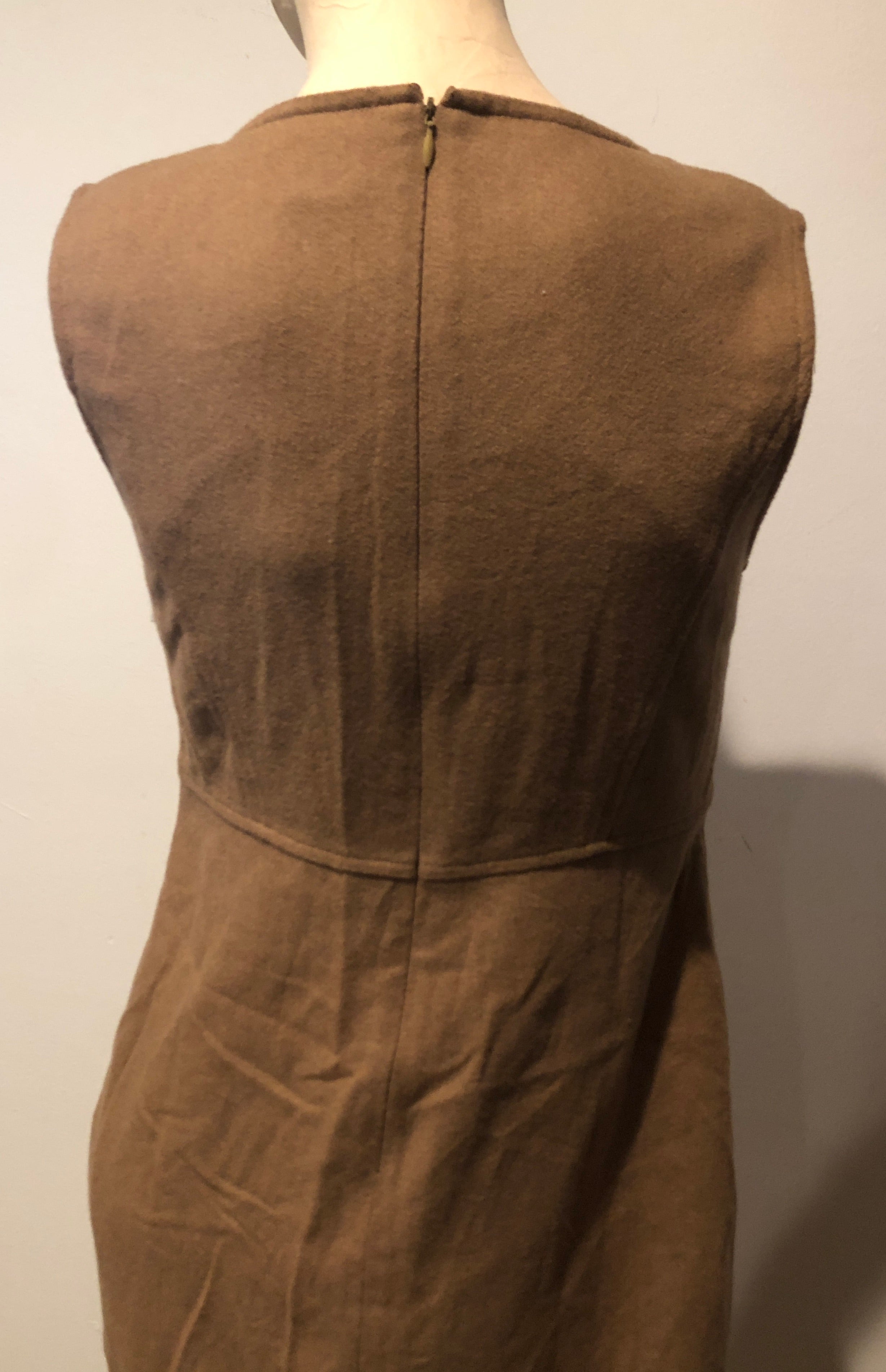 Vtg 90s Y2K GAP Wool Blend Camel Brown Sleeveless Sheath Mini Jumper Dress~4