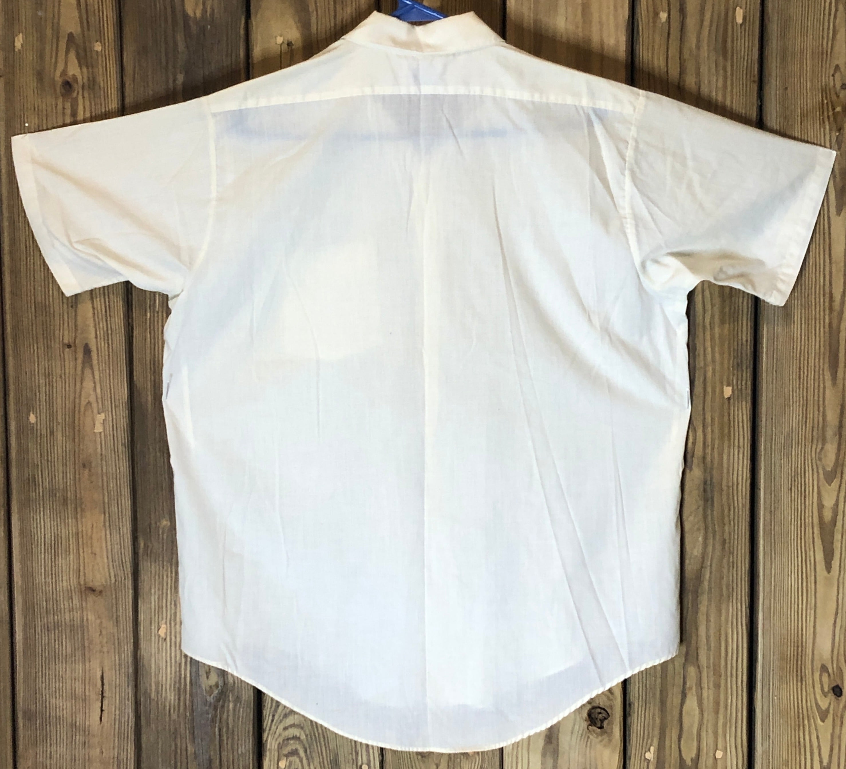 Vtg 60s~Biltmore~Men's Ivory 1 Pocket Collared Short Sleeve Button Down Shirt~16