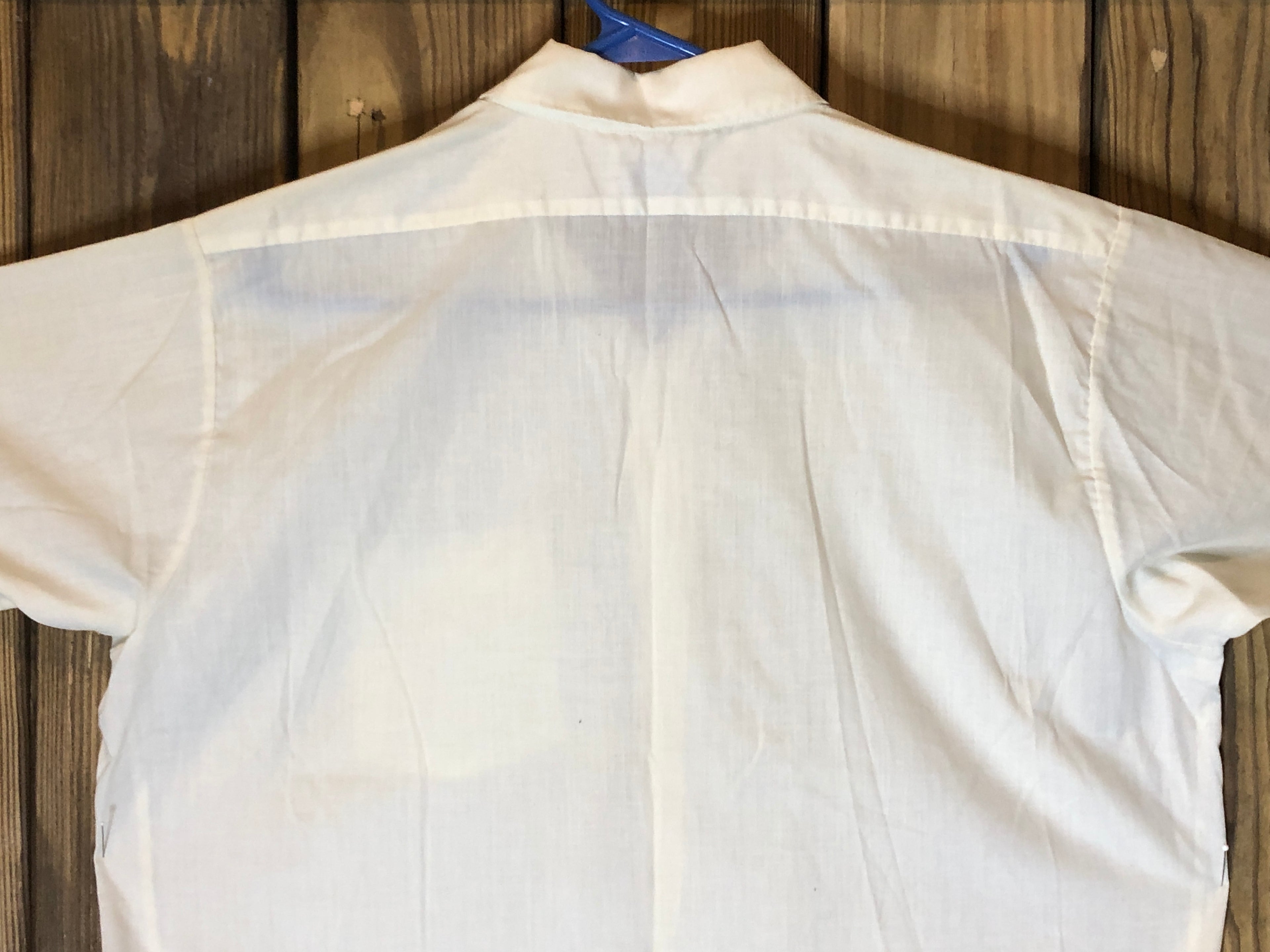 Vtg 60s~Biltmore~Men's Ivory 1 Pocket Collared Short Sleeve Button Down Shirt~16