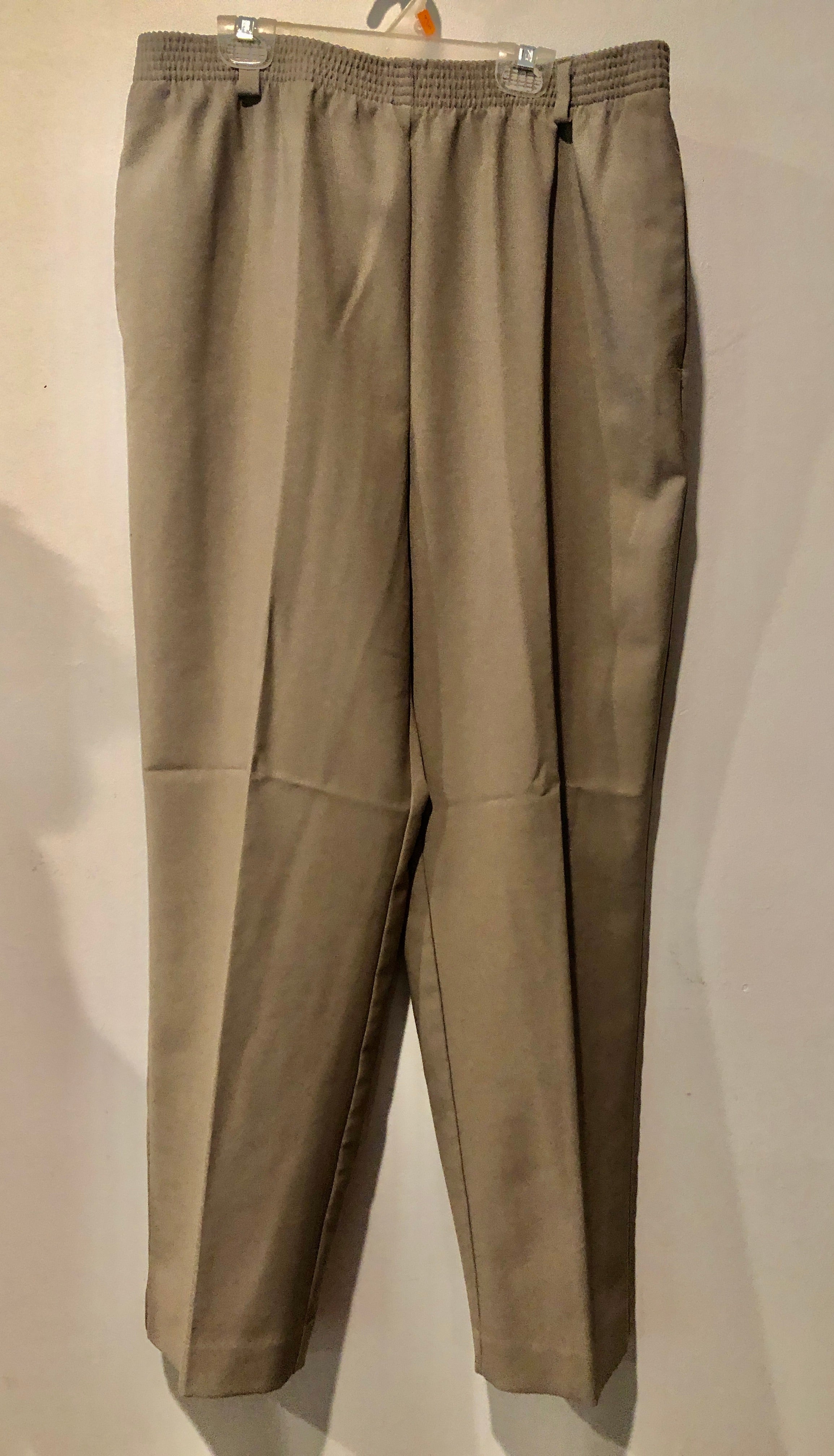 VTG 90s Olive-Khaki Elastic Waist Normcore Poly Casual/Dress Pants~Plus 18~NWOT