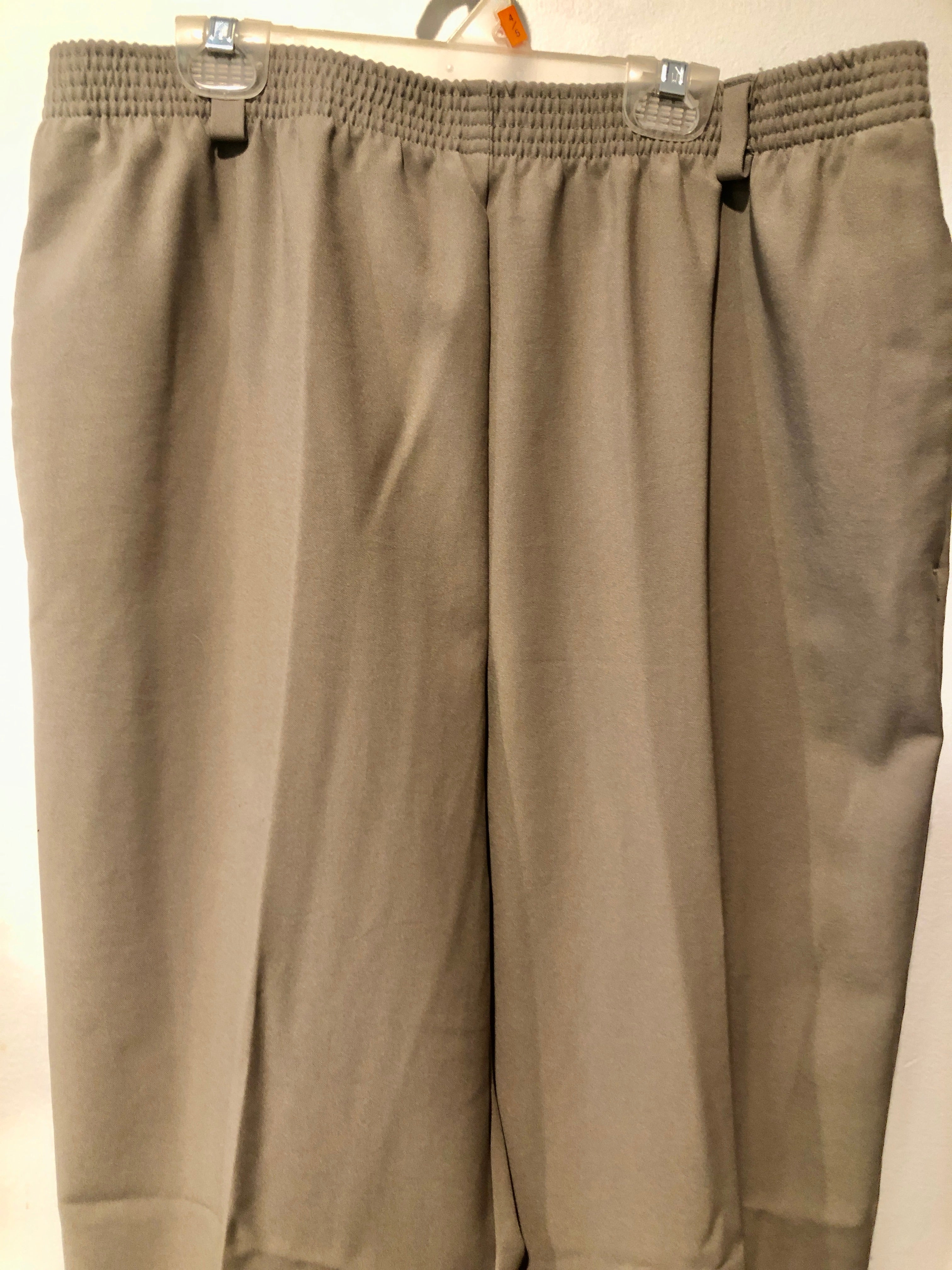 VTG 90s Olive-Khaki Elastic Waist Normcore Poly Casual/Dress Pants~Plus 18~NWOT