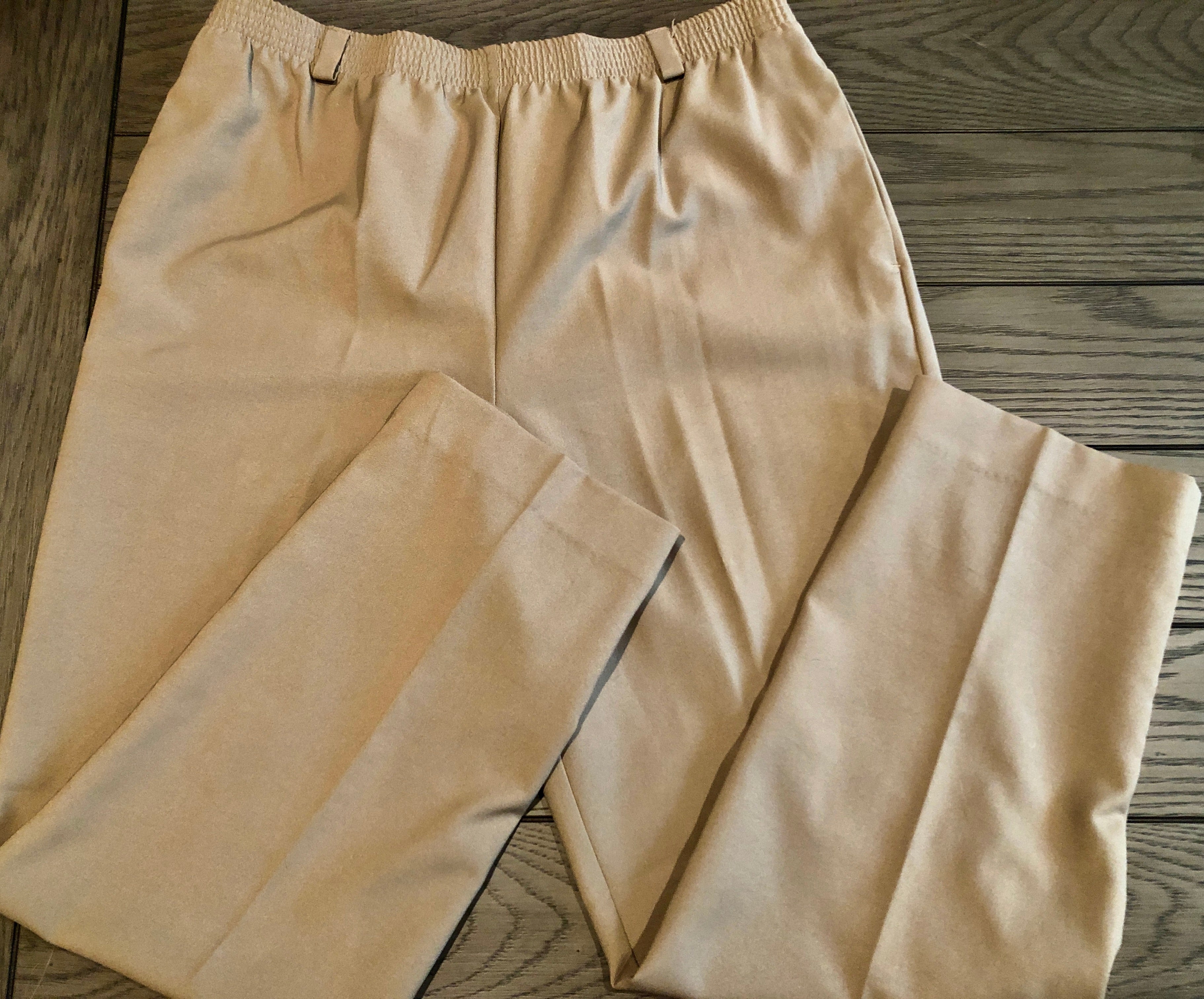 VTG 90s Olive-Khaki Elastic Waist Normcore Poly Casual/Dress Pants~Plus 18~NWOT