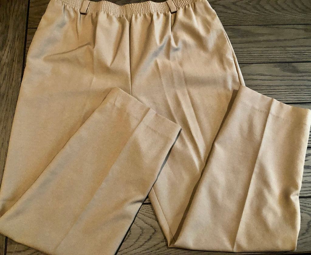 VTG 90s Olive-Khaki Elastic Waist Normcore Poly Casual/Dress Pants~Plus 18~NWOT