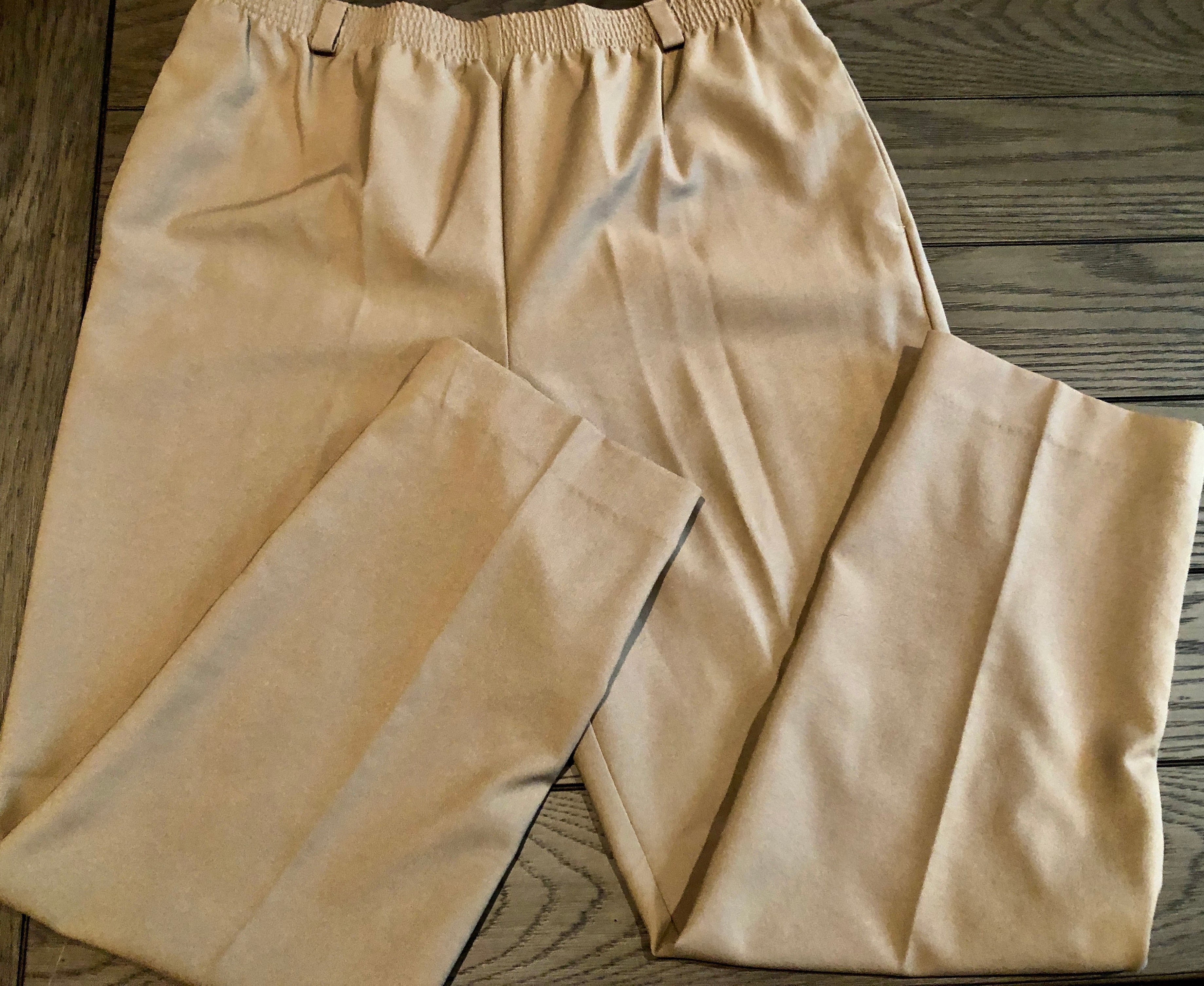 VTG 90s Olive-Khaki Elastic Waist Normcore Poly Casual/Dress Pants~Plus 18~NWOT