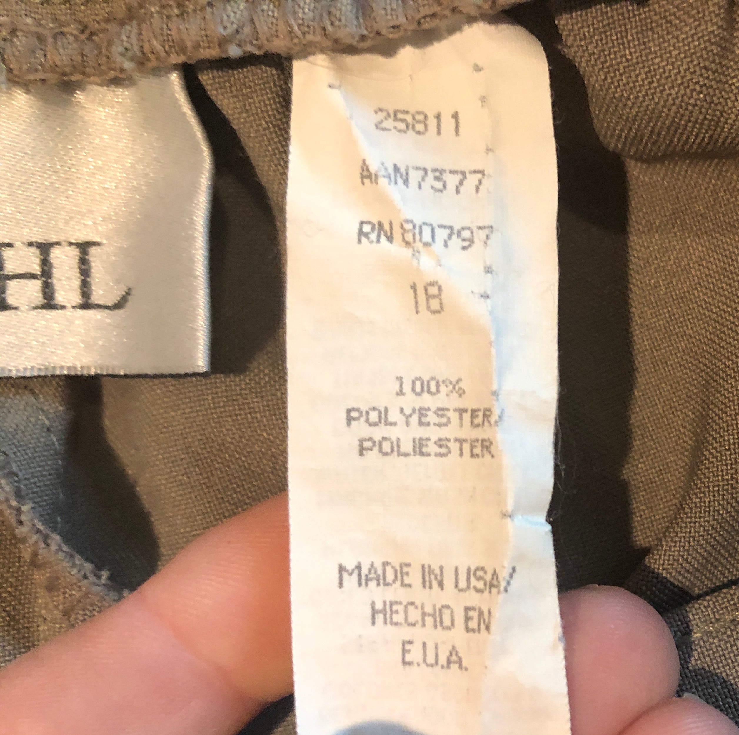 VTG 90s Olive-Khaki Elastic Waist Normcore Poly Casual/Dress Pants~Plus 18~NWOT