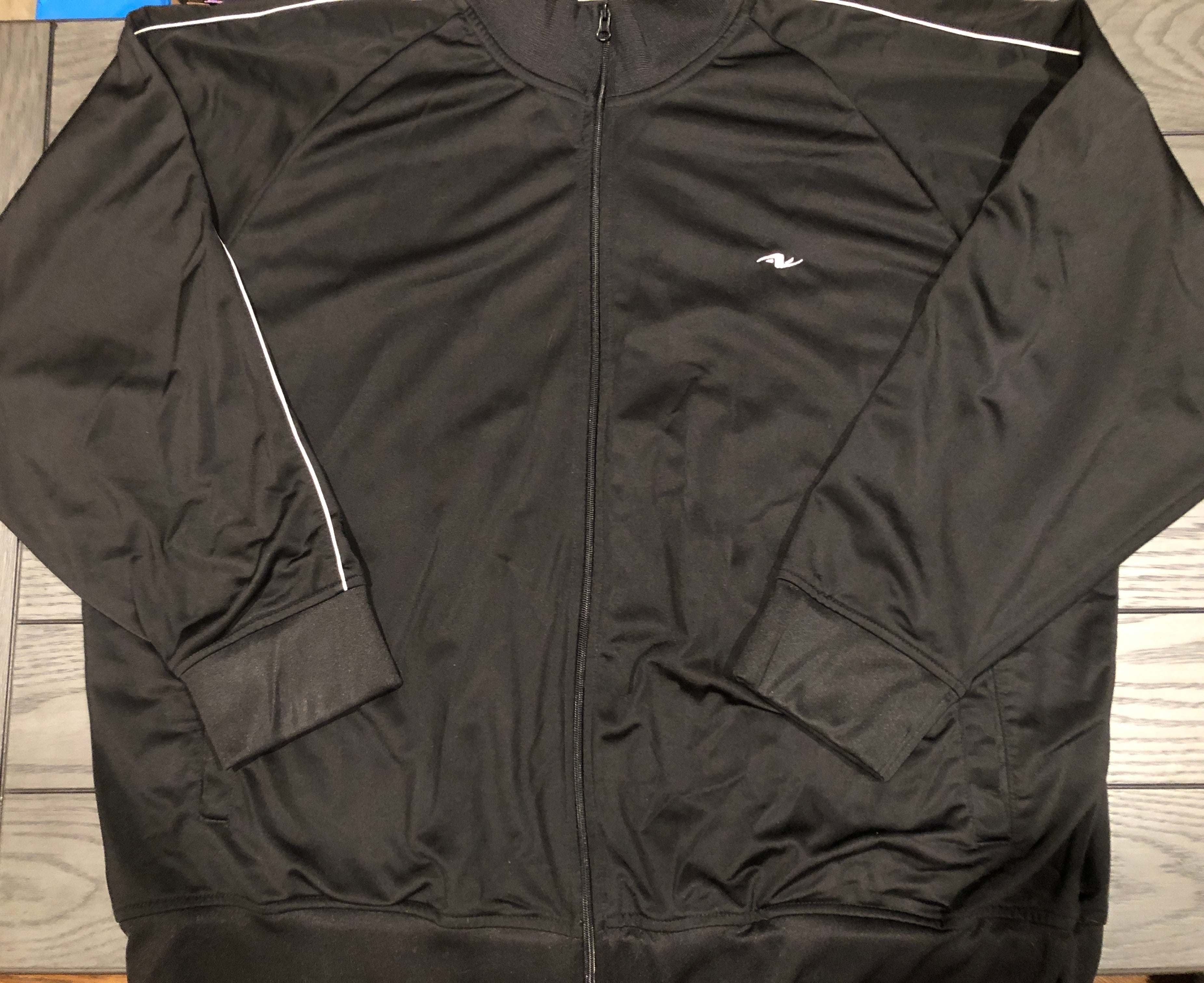 Vtg 90s/Y2K~Athletic Works~Men's Big/Tall Black/White Zip Front Track Jacket~3XL
