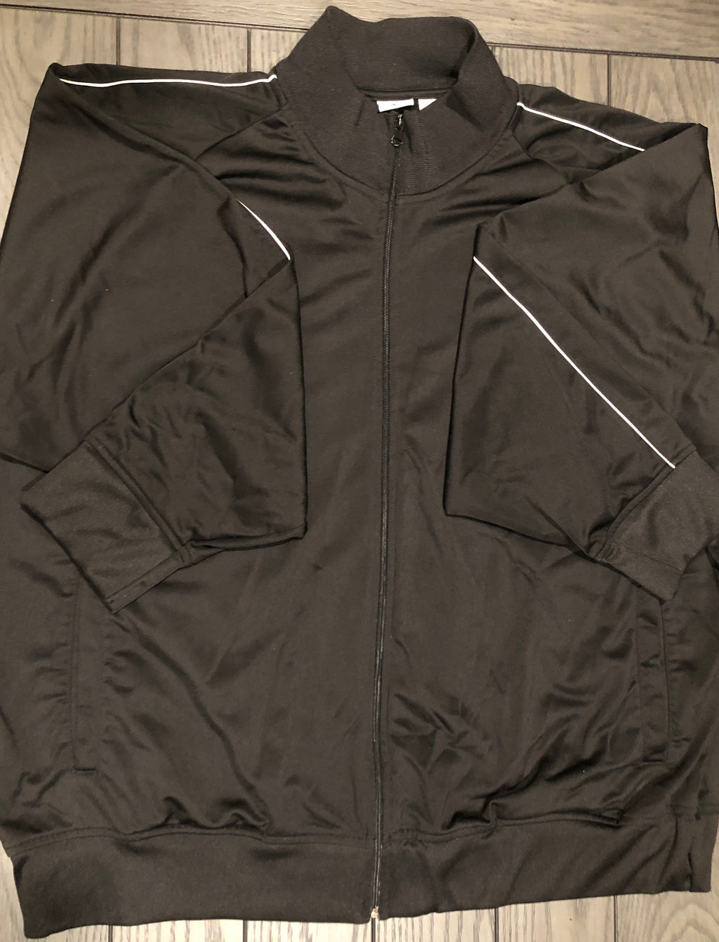 Vtg 90s/Y2K~Athletic Works~Men's Big/Tall Black/White Zip Front Track Jacket~3XL