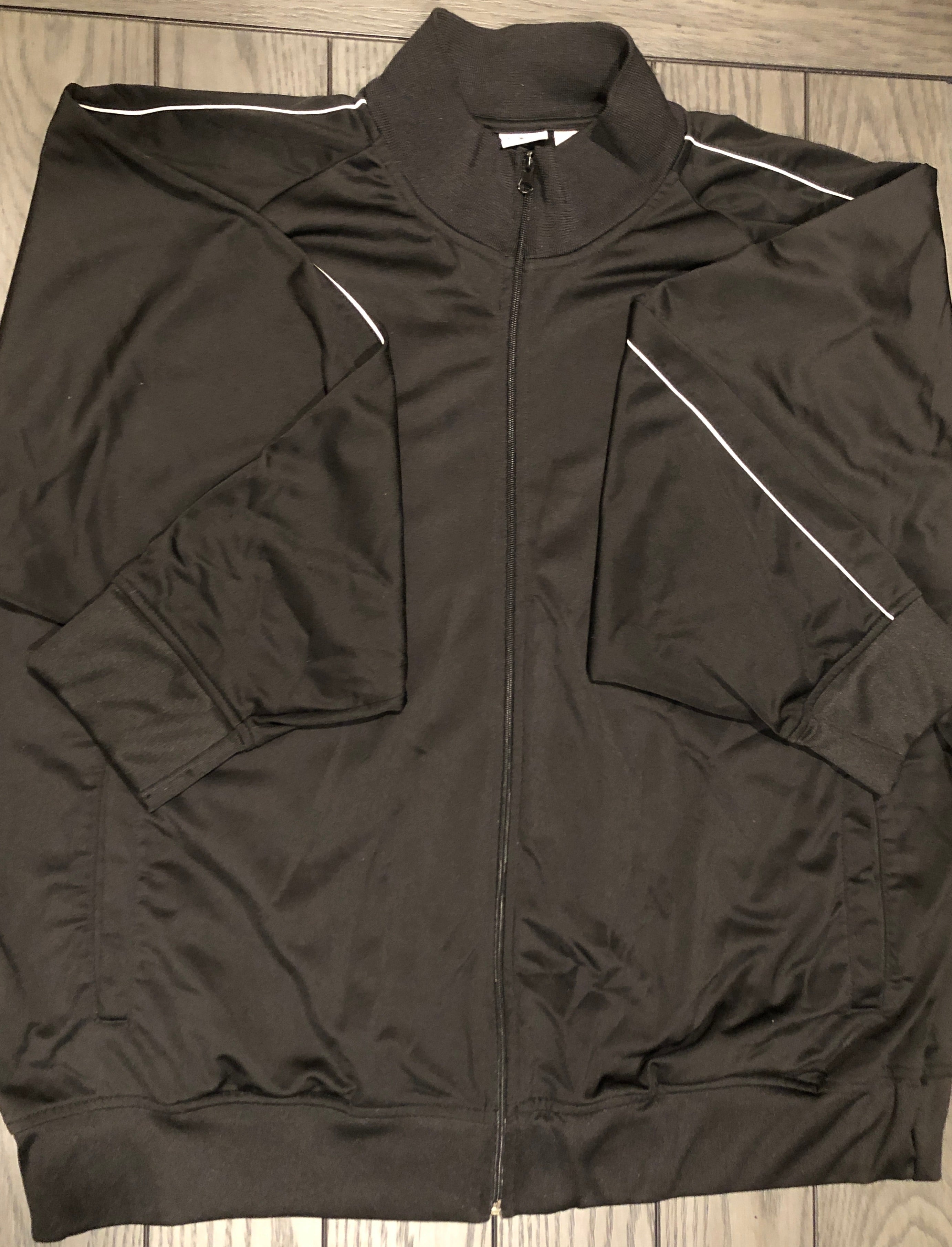 Vtg 90s/Y2K~Athletic Works~Men's Big/Tall Black/White Zip Front Track Jacket~3XL