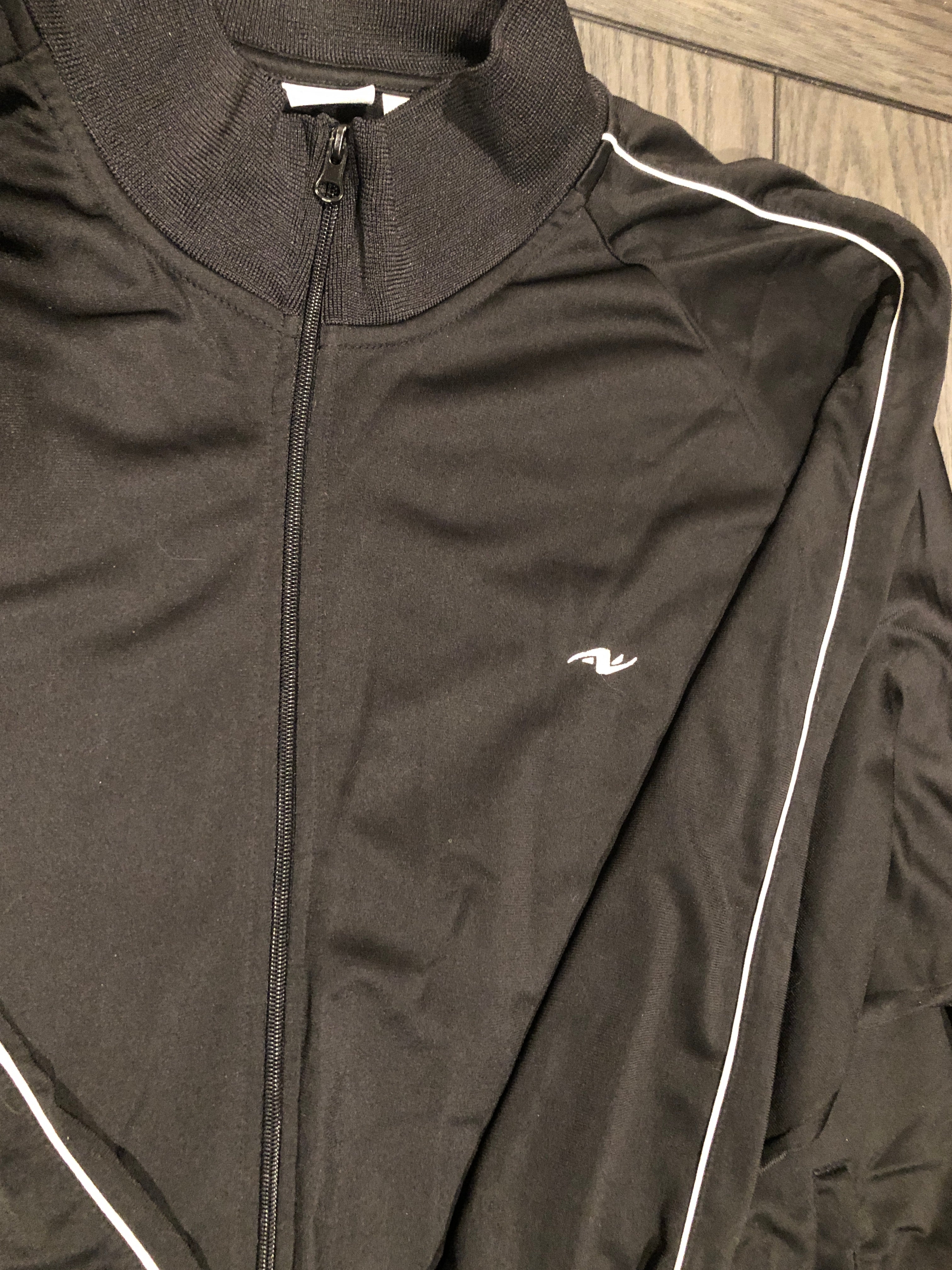 Vtg 90s/Y2K~Athletic Works~Men's Big/Tall Black/White Zip Front Track Jacket~3XL