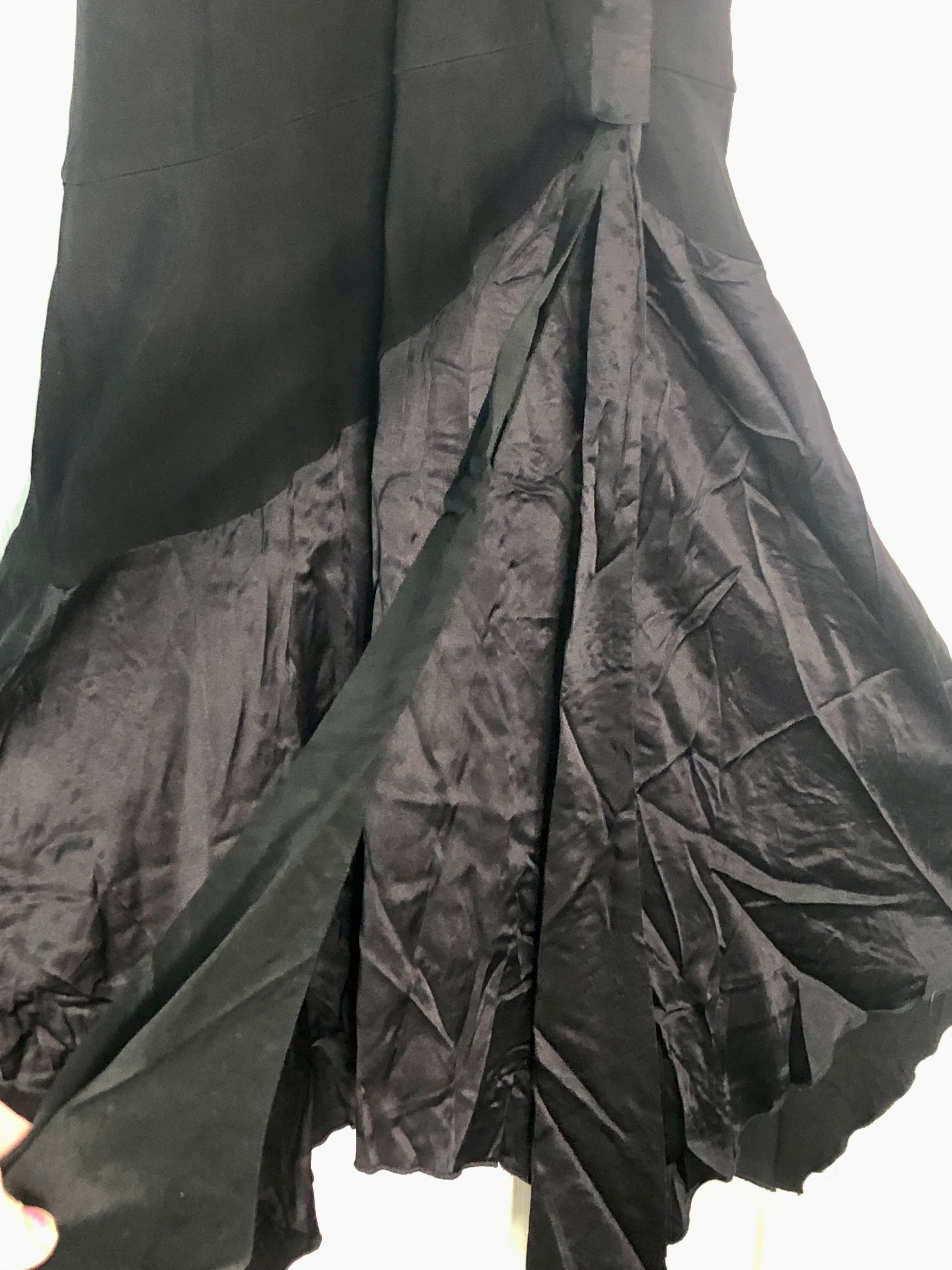 Vtg Y2K~Bebe~Black Rayon Silk Fairycore Asymmetrical Racer Back Halter Dress XS