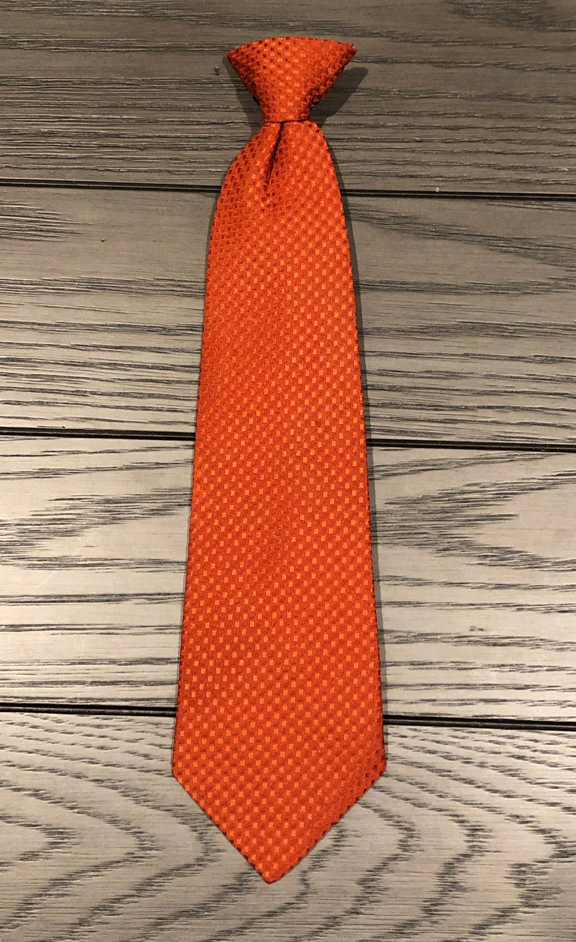 Vintage 60s Rusty Orange Dacron Polyester 14.25" Boy's/Youth Clip On Neck Tie