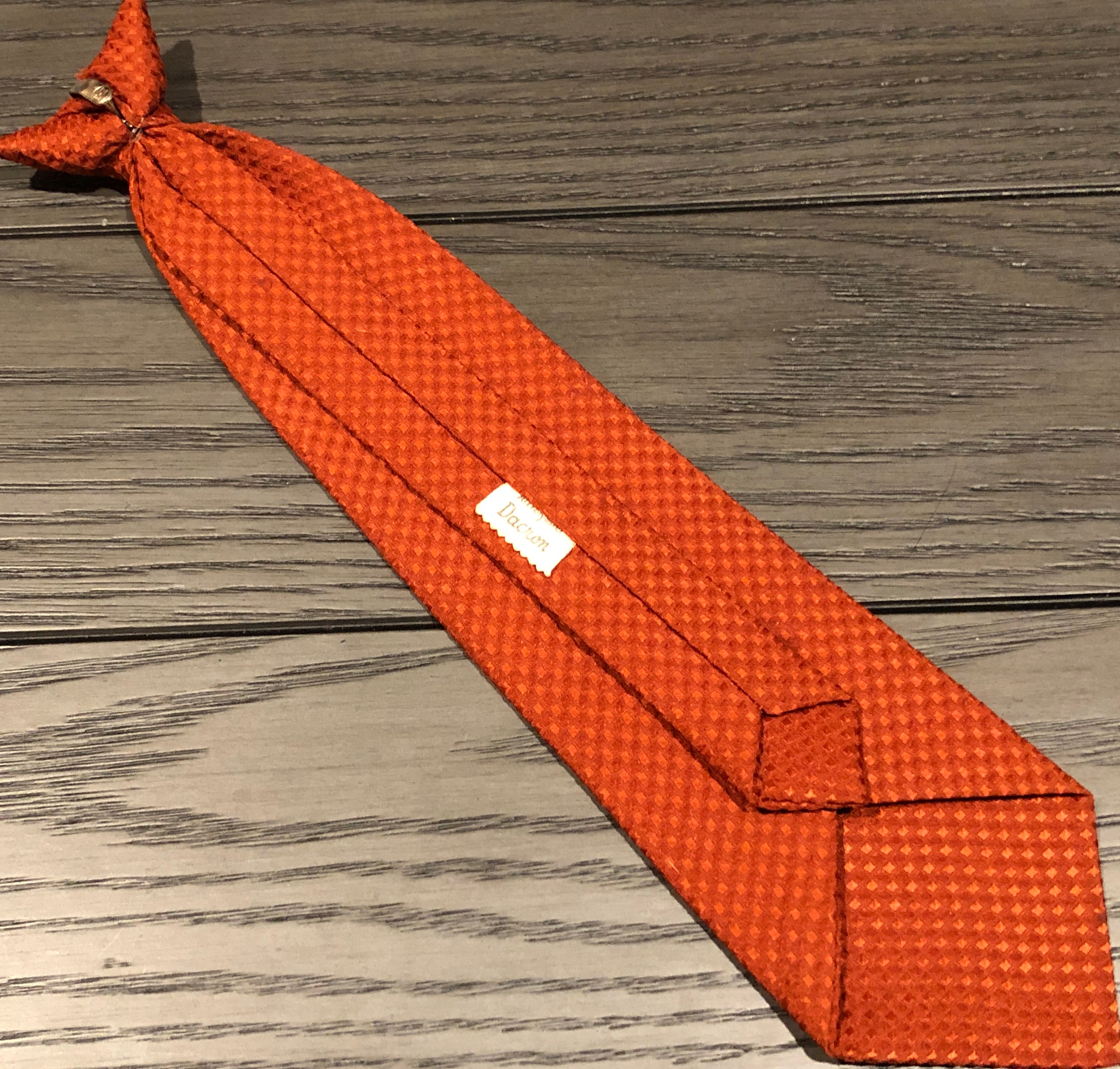 Vintage 60s Rusty Orange Dacron Polyester 14.25" Boy's/Youth Clip On Neck Tie