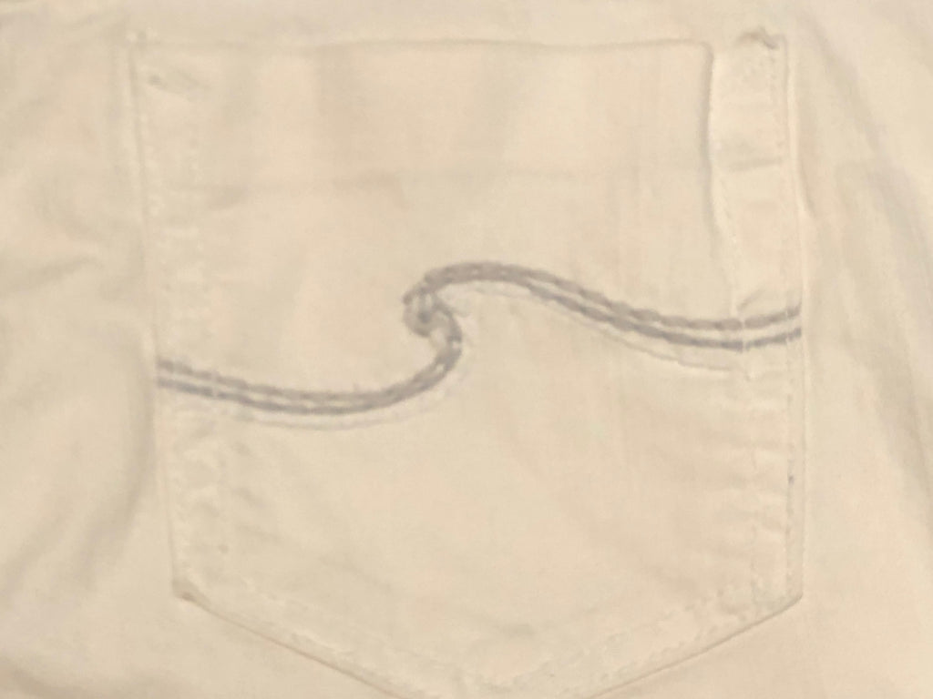 Vtg Y2K~OP Ocean Pacific~Off-White Skinny Stretch Jeans~Cropped w/Zippers~Sz 7