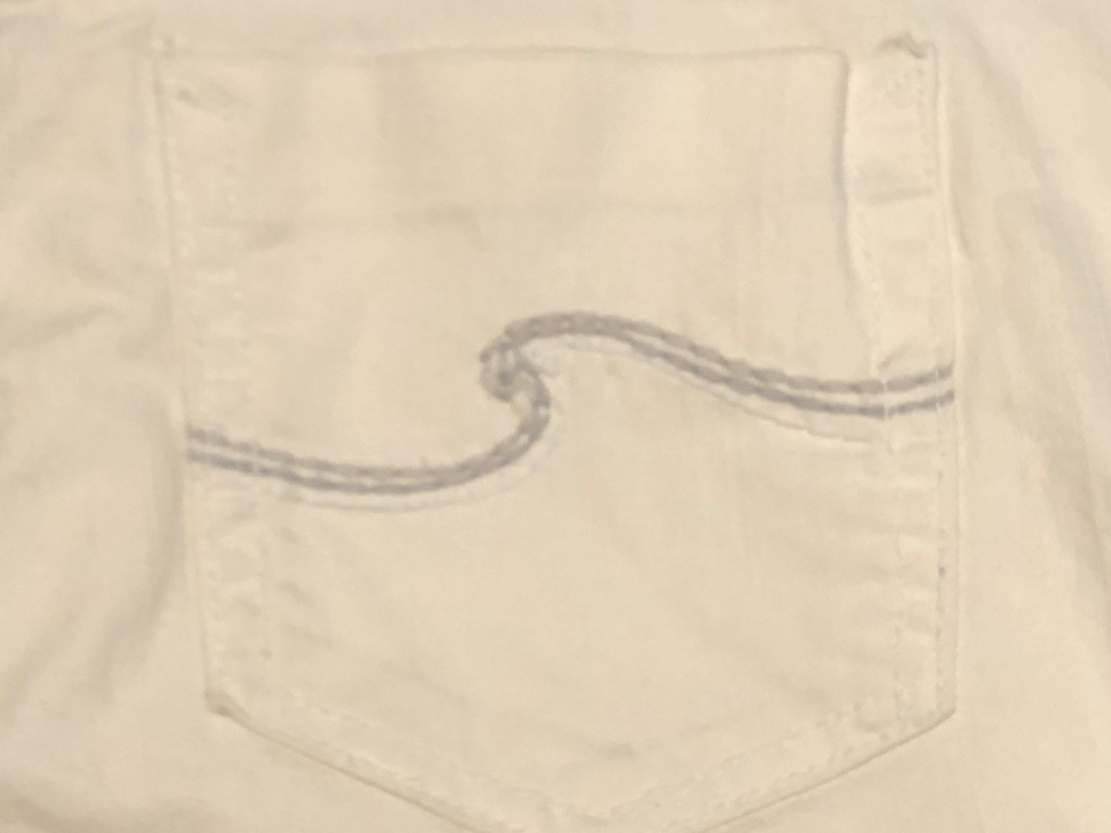 Vtg Y2K~OP Ocean Pacific~Off-White Skinny Stretch Jeans~Cropped w/Zippers~Sz 7