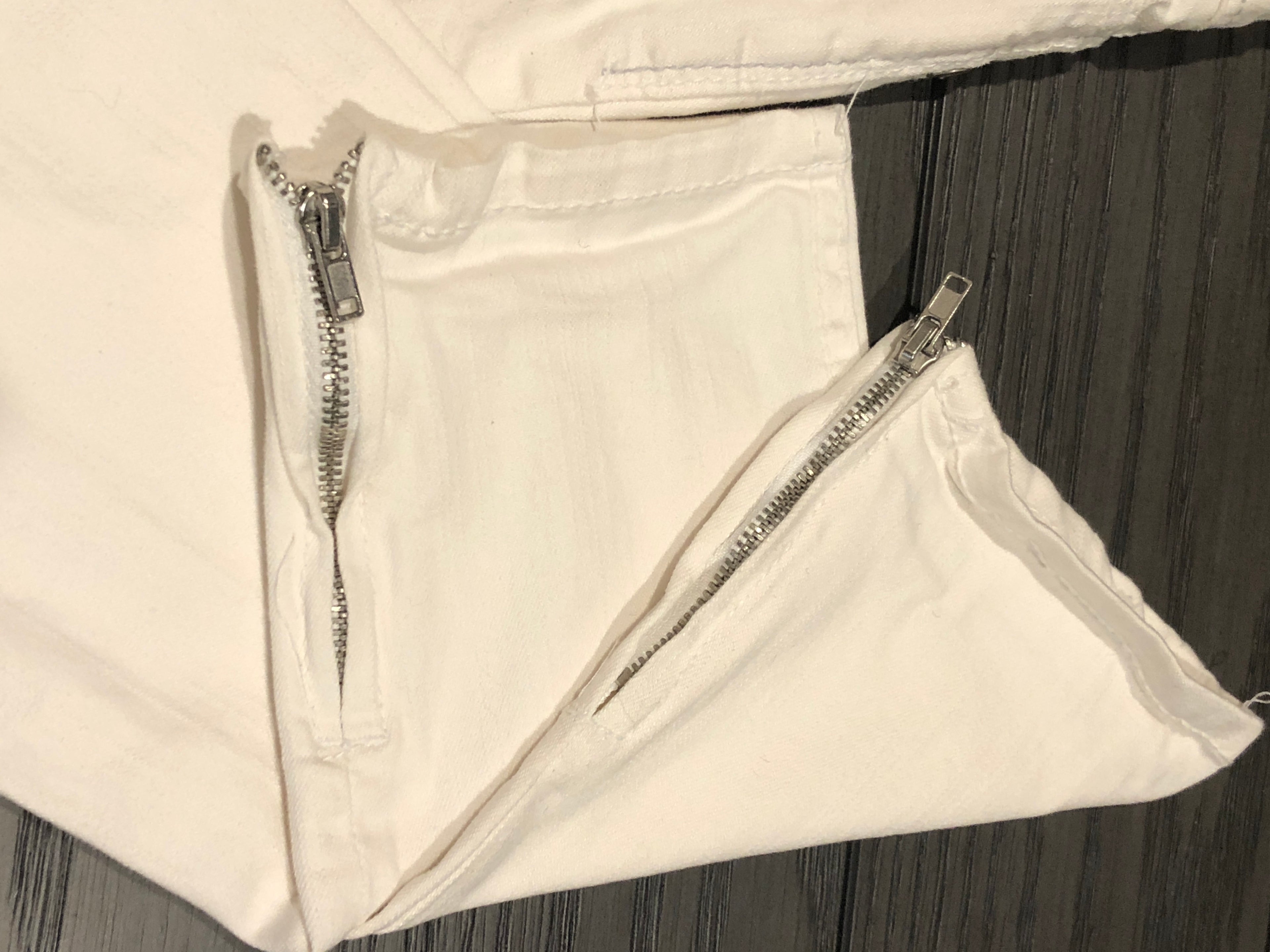 Vtg Y2K~OP Ocean Pacific~Off-White Skinny Stretch Jeans~Cropped w/Zippers~Sz 7