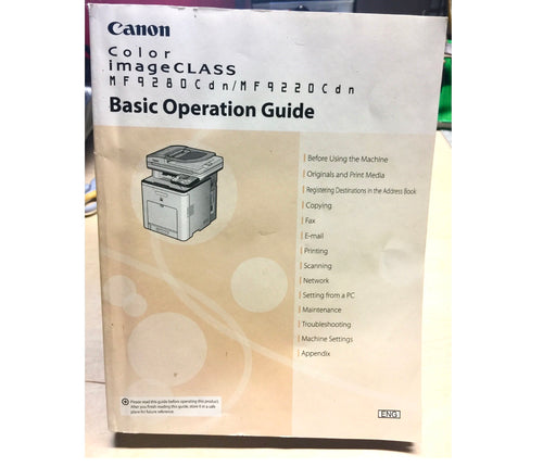 2010 CANON Color Image Class Printer Basic Operation Guide MF9280Cdn/MF9220Cdn