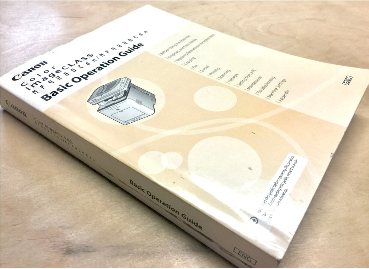 2010 CANON Color Image Class Printer Basic Operation Guide MF9280Cdn/MF9220Cdn