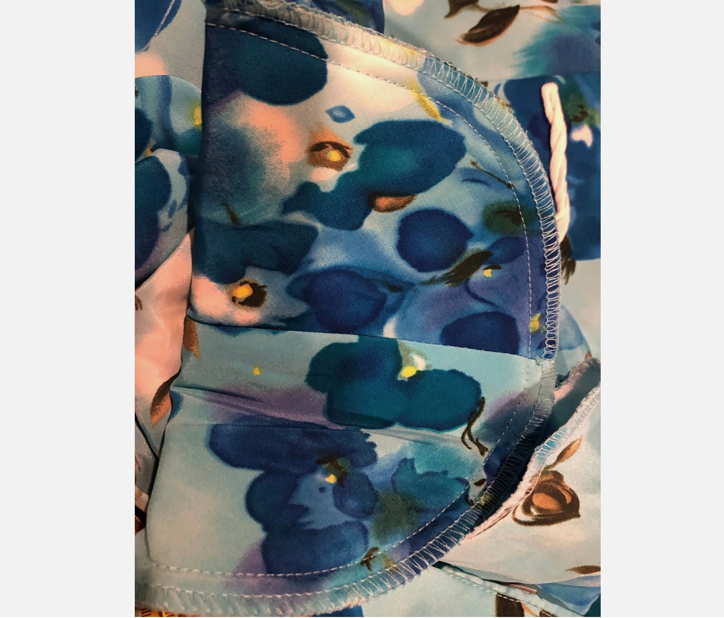 Vtg 90s Blue Floral Collared Short Sleeve Button Midi Tea Day Dress~Leslie Fay