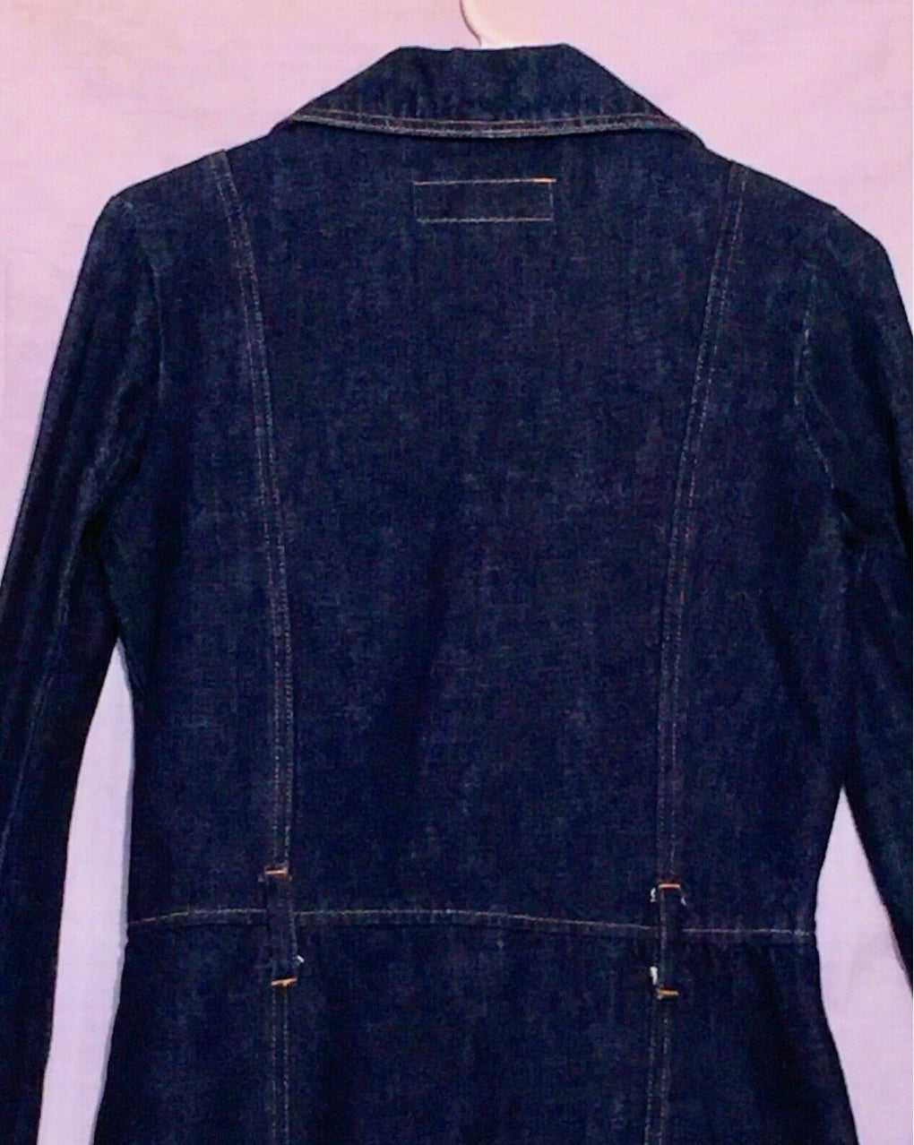 Y2K Preppy Old Navy Dark Denim Double Breasted Short Trench/Pea Coat Sz XS~NWOT