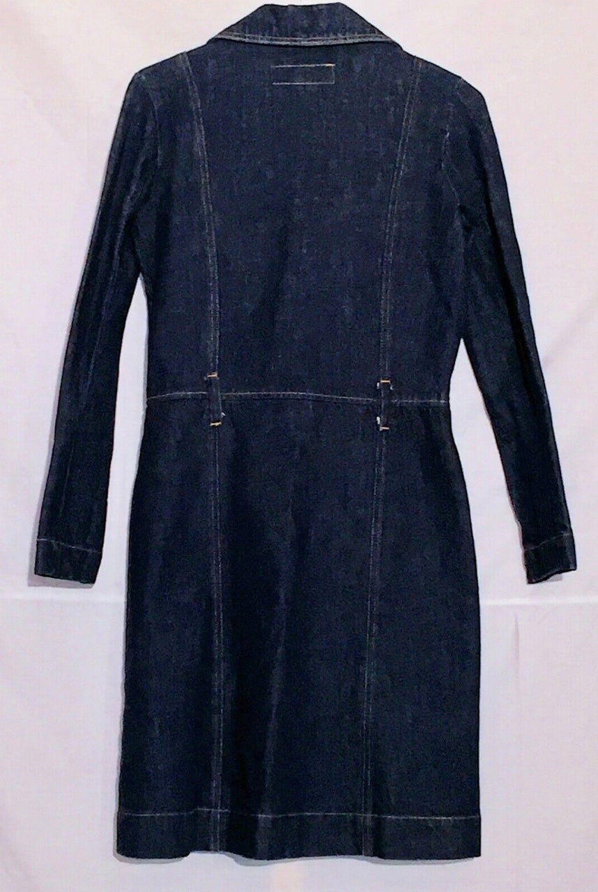 Y2K Preppy Old Navy Dark Denim Double Breasted Short Trench/Pea Coat Sz XS~NWOT