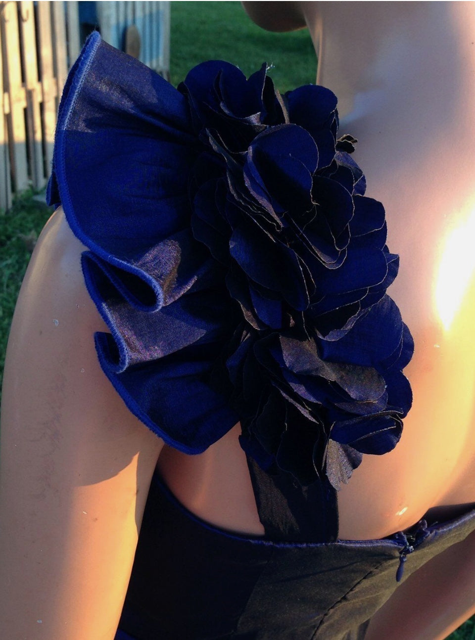 Vtg Y2K Feminine Ruffled One Shoulder Petal Bust Deep Purple Mini Formal Jrs 7